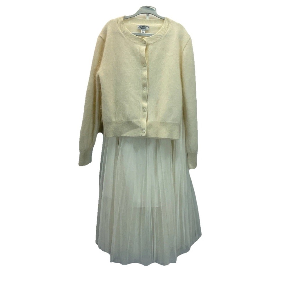 Girls Crewcuts Size L (10-11) Ivory Cashmere sweater tulle skirt Party festive‎